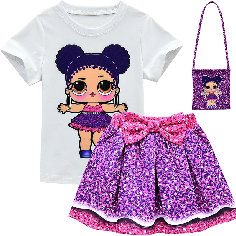 

Wholesale lovely kids boutique outfit 3 piece print skirt little girls summer clothing sets, As picture show