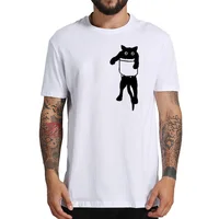 

Hot Sale Drop Shipping Men'S T Shirts Printing Cat Man Tee Shirt High Quality 100% Cotton White T-Shirt Man Funny Street Style