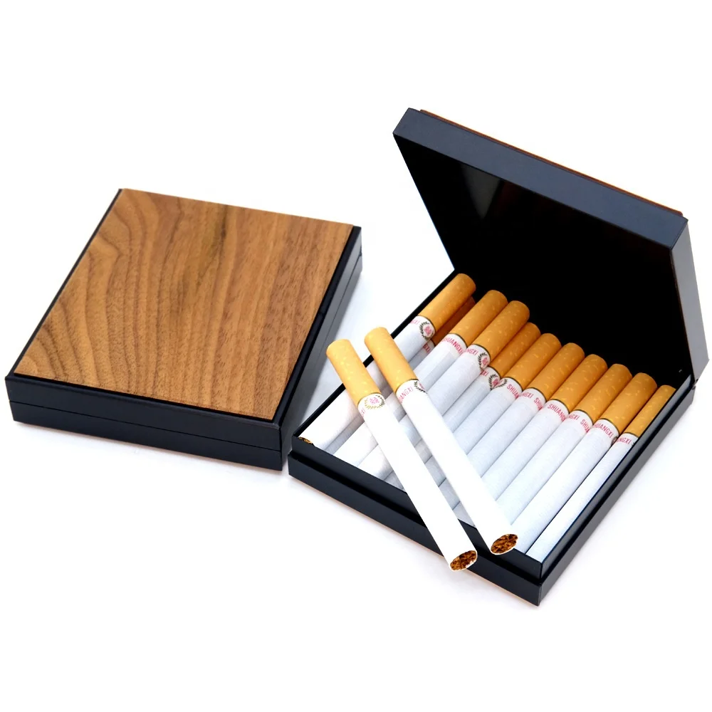 

New fashion wooden cigarette box holder 20pcs cigarettes square aluminium wood cigarette case, 4 colors