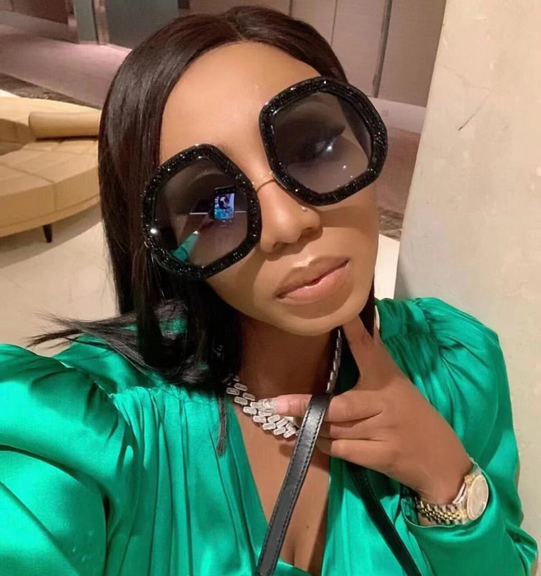 

0441 Irregular Stylish glasses frame goose egg frame trendy sun glasses uv400 glitter womens summer sunglasses