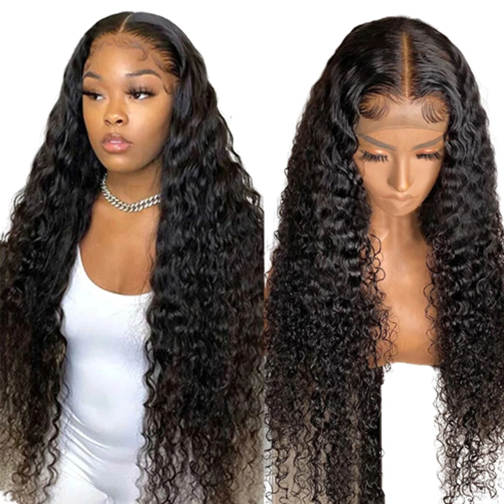 

Virgin Remy Preplucked Water Wave Brazilian Front Lace Wig10-32 Inch Swiss Lace Deep Wave Hair WigStraight Lace Front Wig