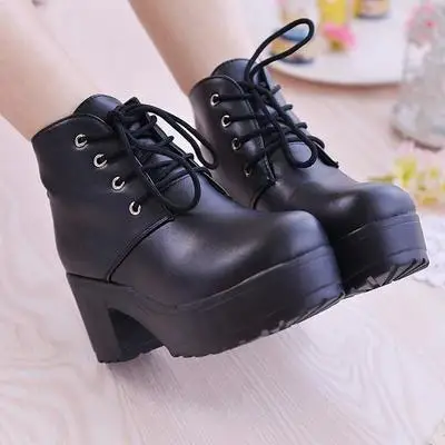 

HLS094 boots women shoes heels short classy ladies boots, White black