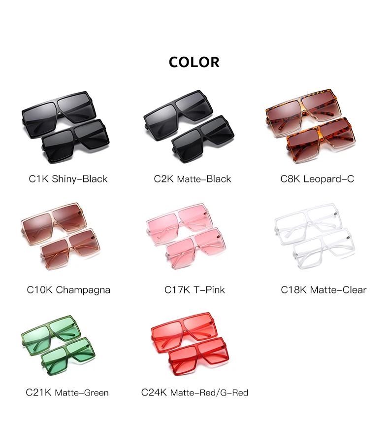 

Fashion Square Colorful Plastic Frame Mom And Me Sunglasses 2021 New Sale Parent-child Retro Street Style Shades Sunglasses, Picture shown