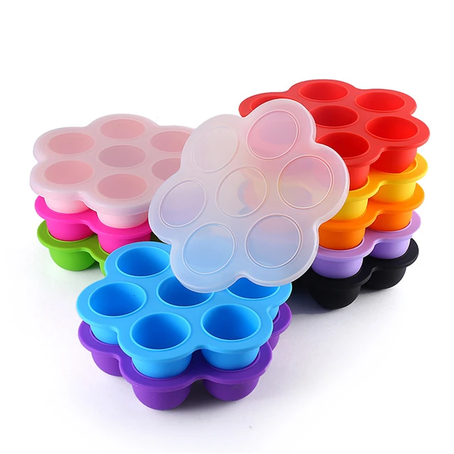 

BPA Free Silicone Egg Bites Mold, Silicone ice cube tray Baby Food storage Container with lid, Customized color