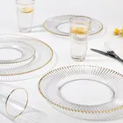 透明鉛フリーガラス一括クリアウェディング卸売アンティーククリスタルヴィンテージ装飾充電器プレートゴールドリム