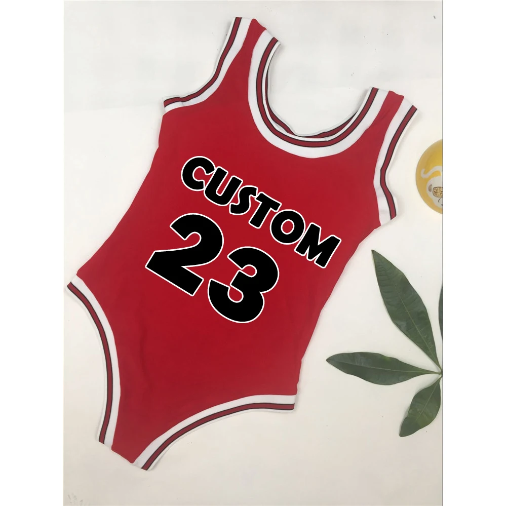 

Customized LOGO wholesale sexy women swimsuit sublimated Bulls No. 23 basketball jersey uniform bikini swimsuit