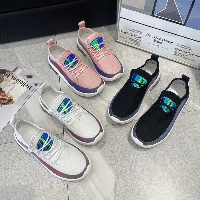 

PDEP 2020 hot sale casual sport breathable shoes for women cheap flats size35-43 ladies factory loafers flat shoes, Black,white,pink