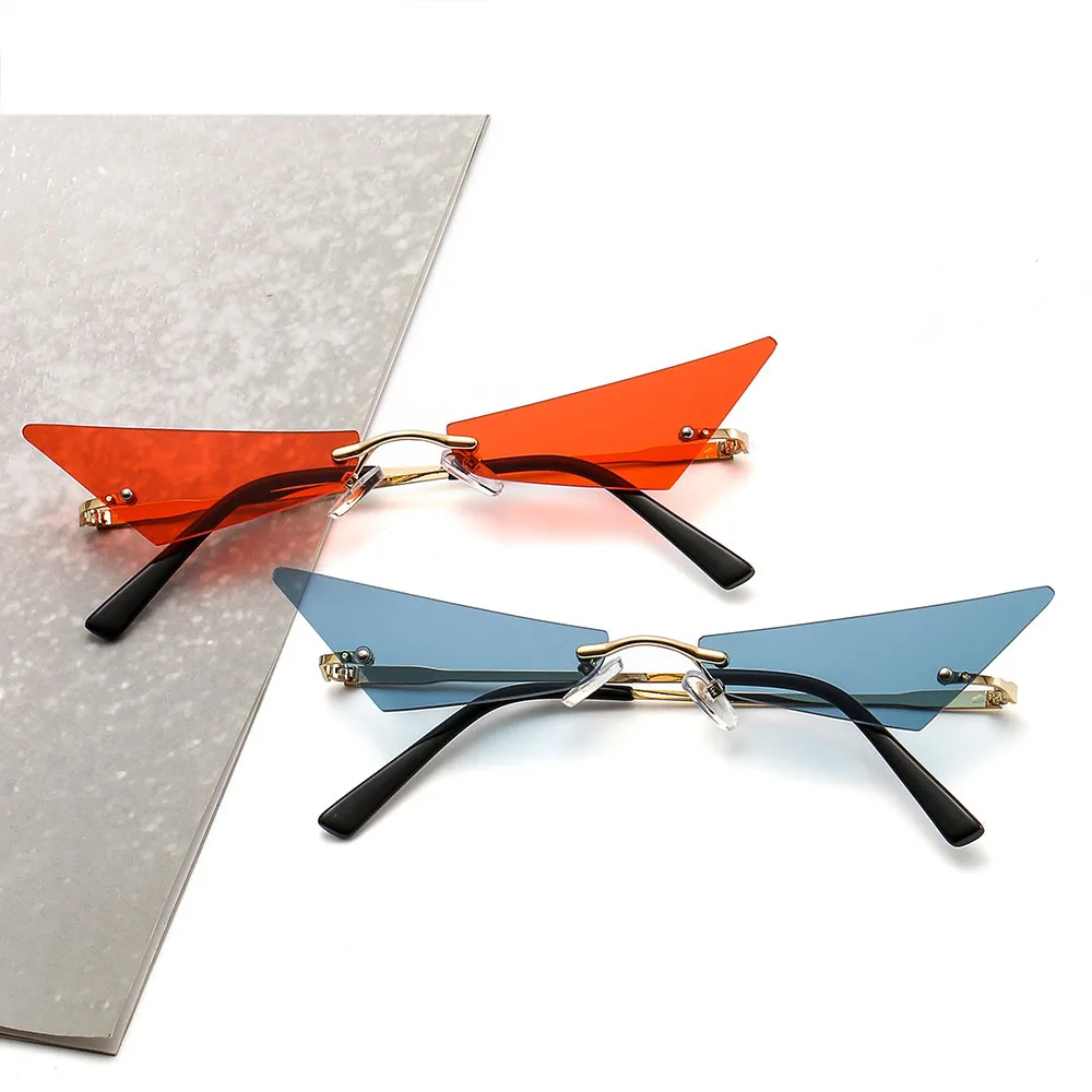 

MOCOO new style small frame sun glasses cat eye rimless metal sunglasses women and man 2020, As you see