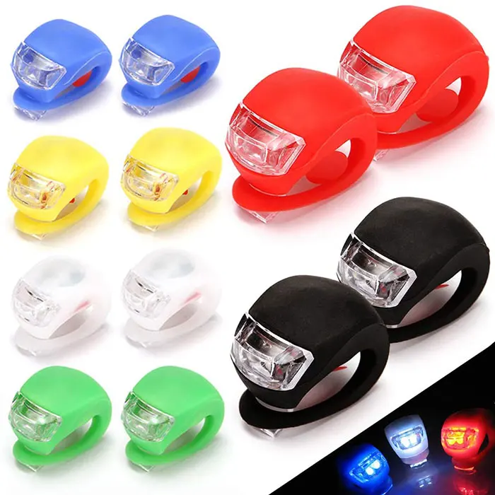 

Wholesale Round Shape For Night Riding 2 LEDs light Colorful Waterproof Mini Silicone Safety 3 Modes Bicycle Lamp