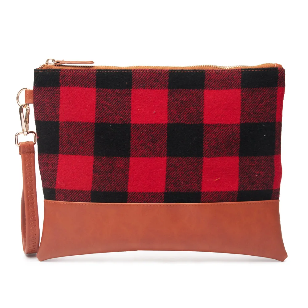 

Wholesale Red & Black Buffalo Plaid Wristlet Bag White & Black Plaid Cosmetic Clutch Bag for Women DOM, White/black,red/black,leopard