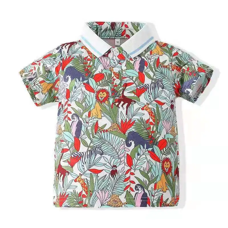 

New fashion 2021 summer boys casual t-shirt short sleeve flower polo shirts new baby clothing free shipping's item for kids