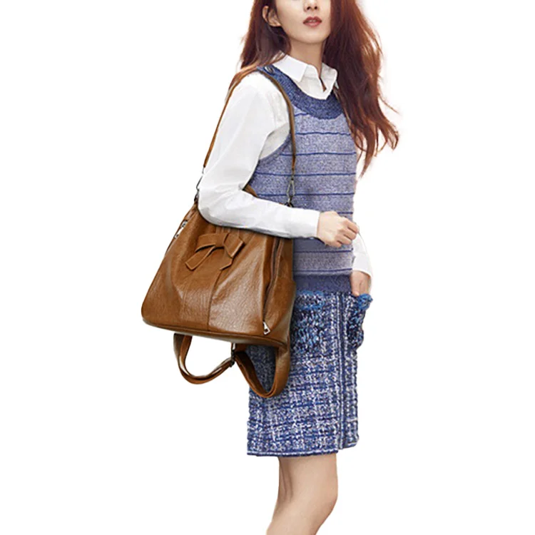

BP005 New custom made logo bow design women dual use shoulder backpack handbag