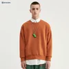 Factory Drop Shipping Luxury Outdoor Cotton Polyester Fitted Crew Neck Mens Brick Red Basic Sweatshirt Without Hood
