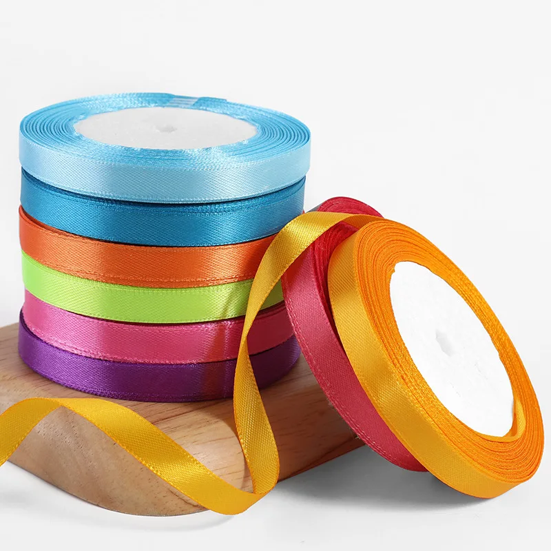 100yard Per Roll Wholesale 1/2 Inch Solid Color Cheap Satin Ribbon for Wrapping