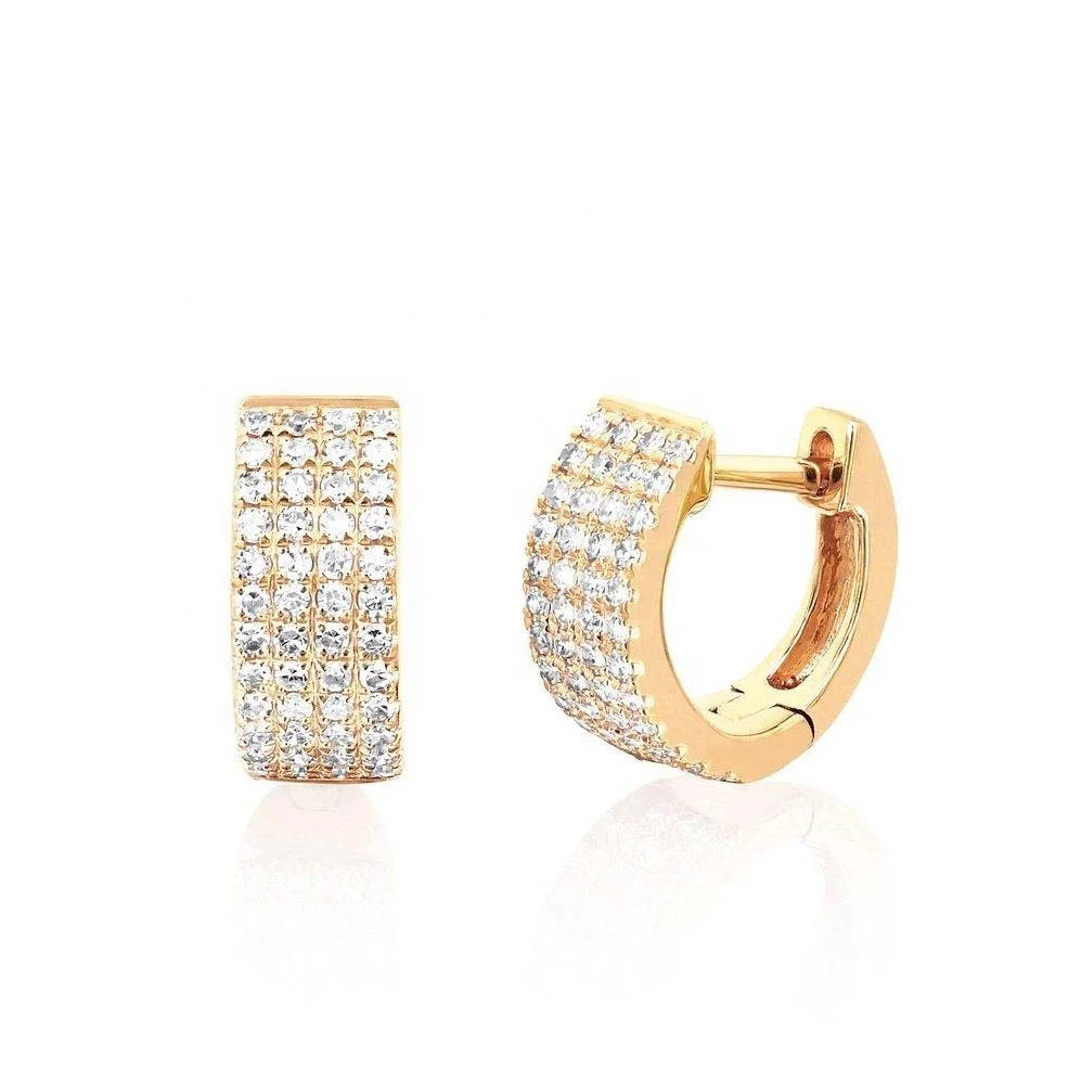 

LOZRUNVE 925 Sterling Silver Elegant Full Pave Wide Huggie Hoop Earring Gold Plated