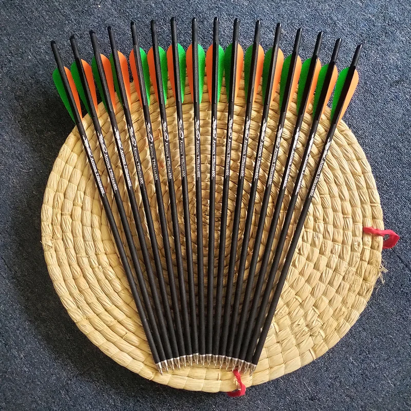 

12Pcs 16/20 Inch Carbon Arrows Spine 400 OD8.8mm DIY Feather for Crossbow Hunting Archery