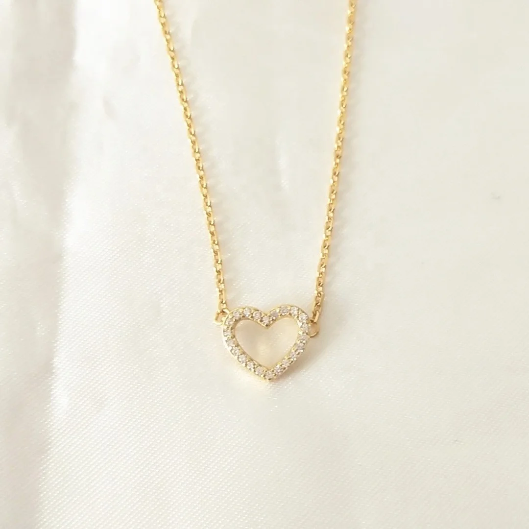 

925 Sterling Silver Fashion Plain 18k Sweet Heart Necklace Jewelry 2020