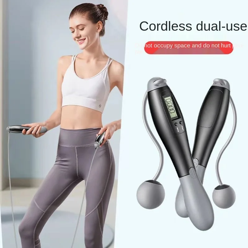 

Electronic Gym Fitness Cordless Smart Jump Rope with LCD Screen Counting Speed Skipping Counter