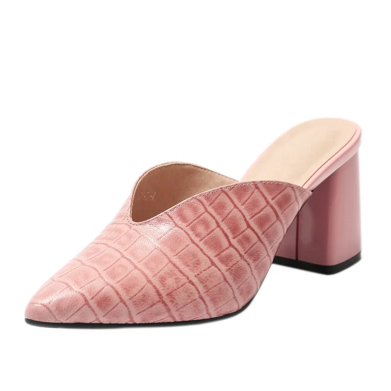 

Wholesale Women's Leather High Heels Slide Mules Ladies Stylish Shoes designer shoes women famous brand