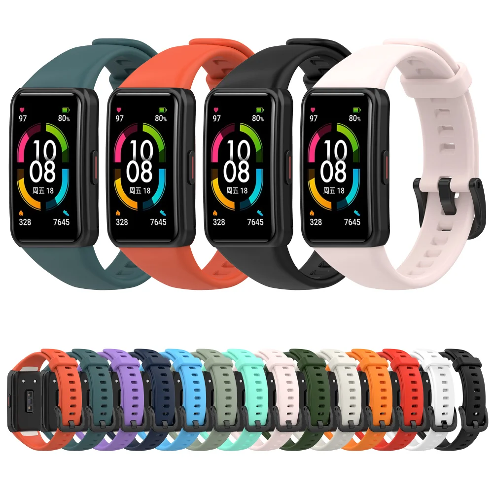 

2021 Replacement Soft Sports TPU Watch Strap Correas For Huawei Honor Band 6 Smart Adjustable Watch Watchband
