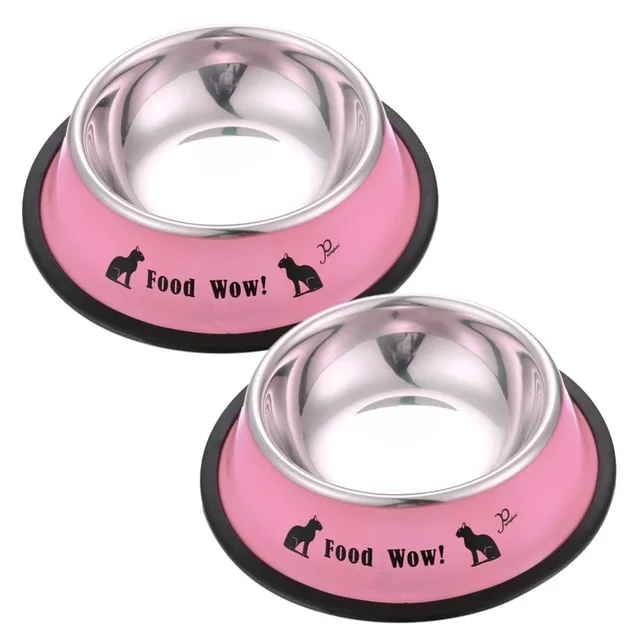 

Portable Fashion Stainless steel Anti-skid Dog Cat Food Water bowl Puppy Cats Pet Feeding Tool Dog Bowl Pet Product