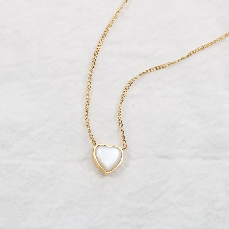 Joolim Jewelry 18K Gold Plated Heart Shell Pendant Necklace Stainless Steel Jewelry Wholesale