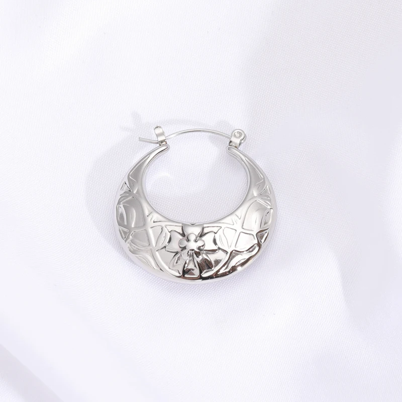 

Solid moon shape steel color earring titanium steel earrings for women Jewelry