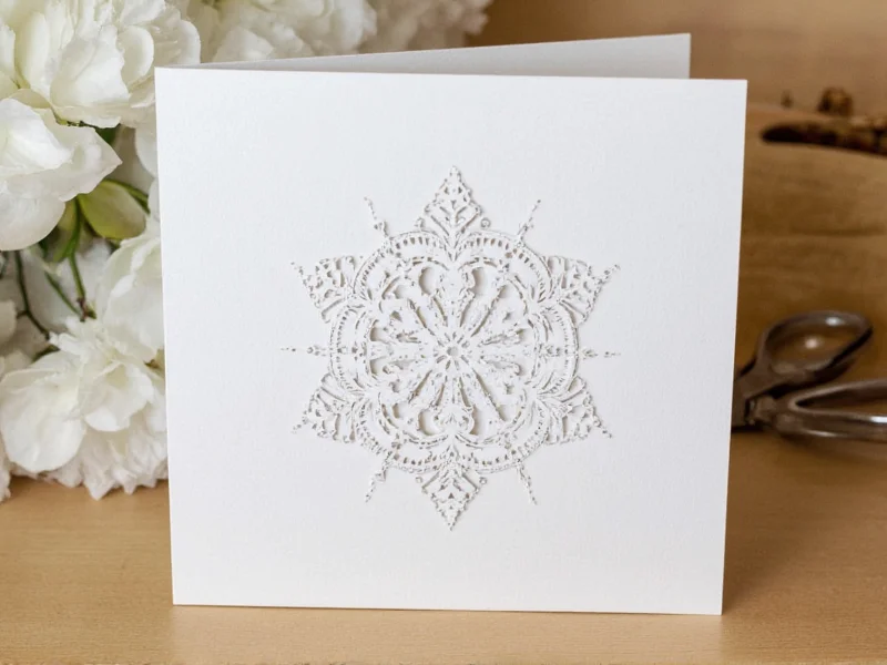 Handmade paper card featuring intricate cut-out design using precision crafting scissors