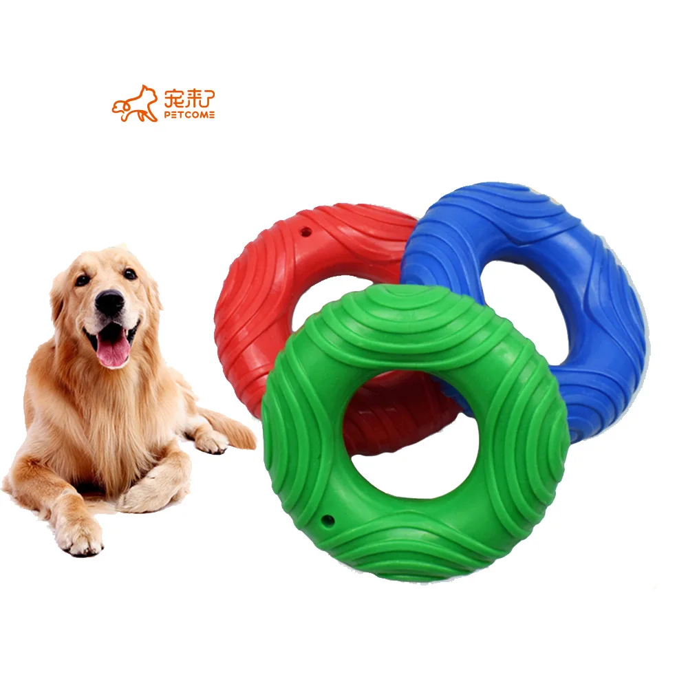 

PETCOME Suppliers Dropshipping TPR Plain Color Funny Teeth Cleaning Round Pet Dog Squeaky Toys, 3 color