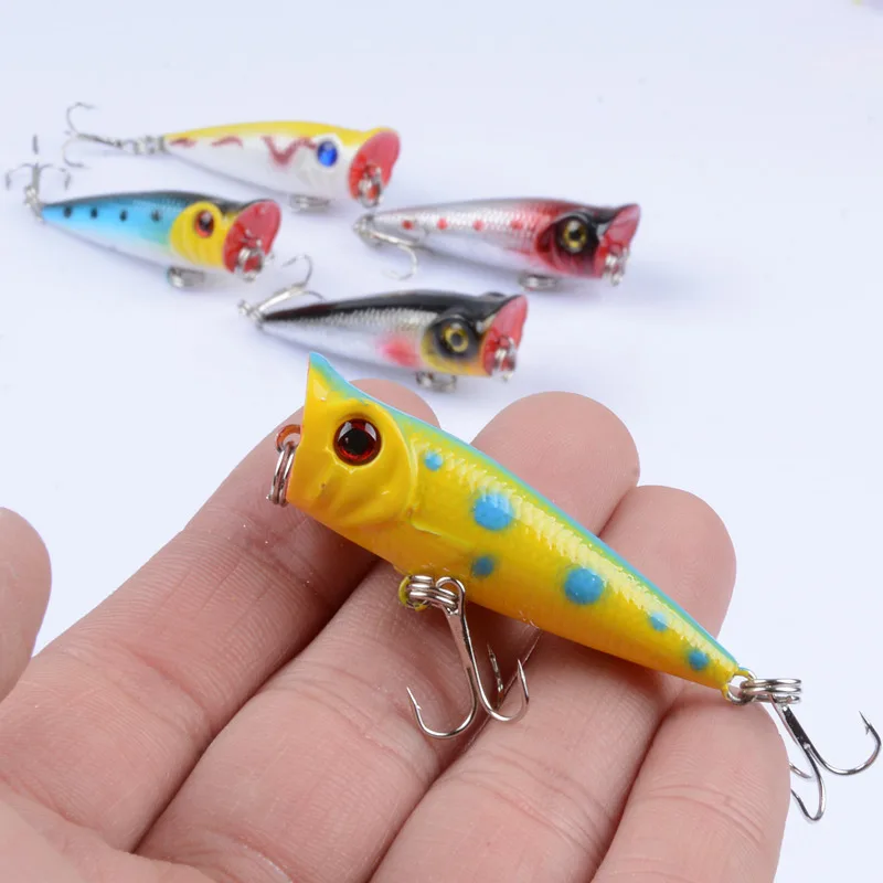 

1Pcs Lifelike Topwater Wobblers Popper Bait Sea Fishing Lures 5cm/4.9g Artificial Hard Baits Isca Gear With Hooks For River