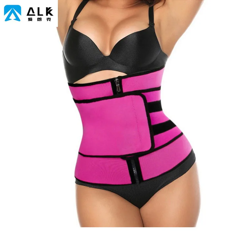 

Ailangke Sweat Band Corset Waist Trainer Cincher Trimmer for Women Tummy Control Sauna Workout Belt Slimmer Body Shaper, Black/fuchsia