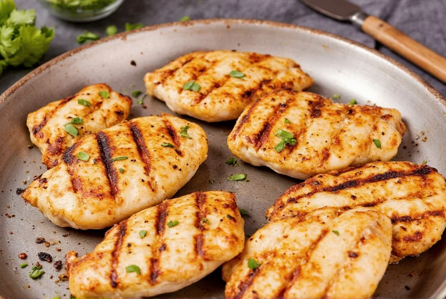 Perfectly grilled chicken breast plated with vegetables