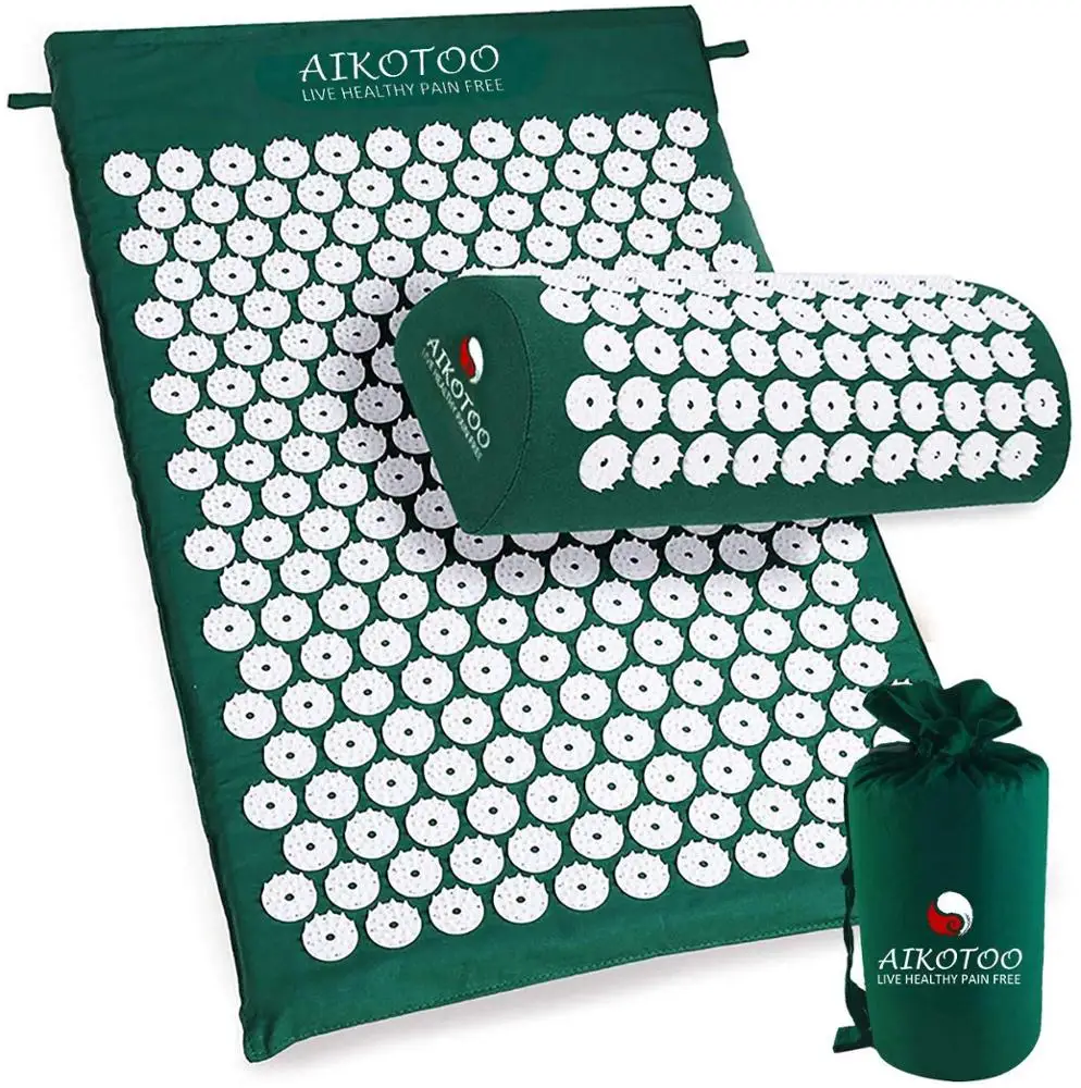 Natural Organic Acupressure Yoga Mat And Pillow Set Relieve Stress Back Body Massage Spiky Yoga Mat Acupressure Mat