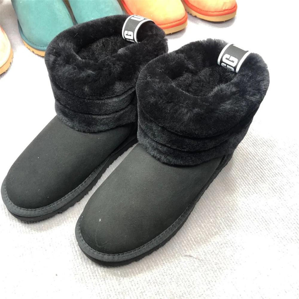 2020 New Winter Sheepskin Women's Fluffy Mini Quilted Snow Boot Fashion ...