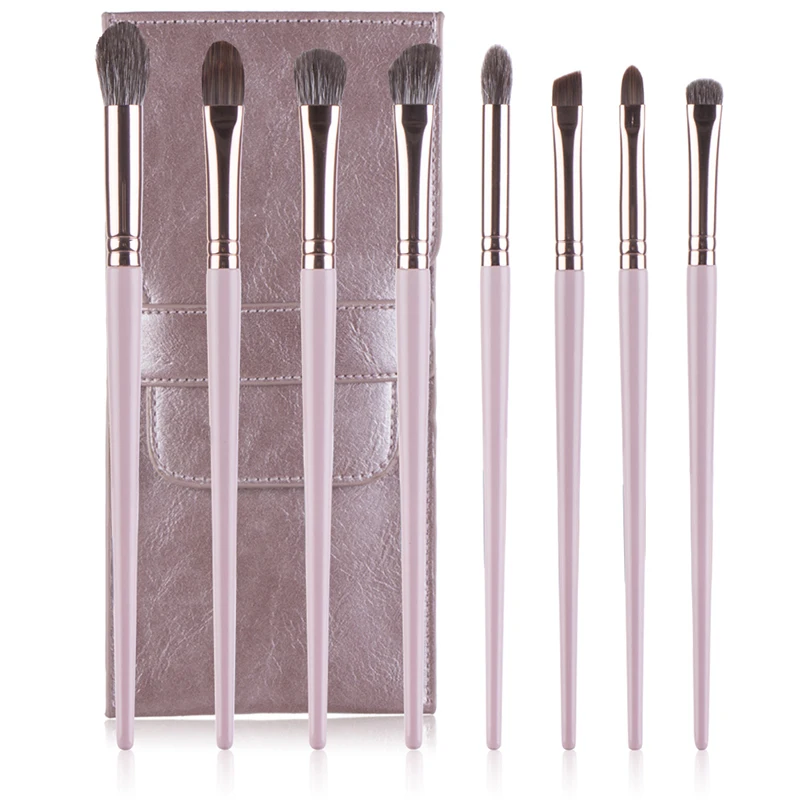 

8PCS Pink Eye Makeup Brush Set with PU Leather Bag