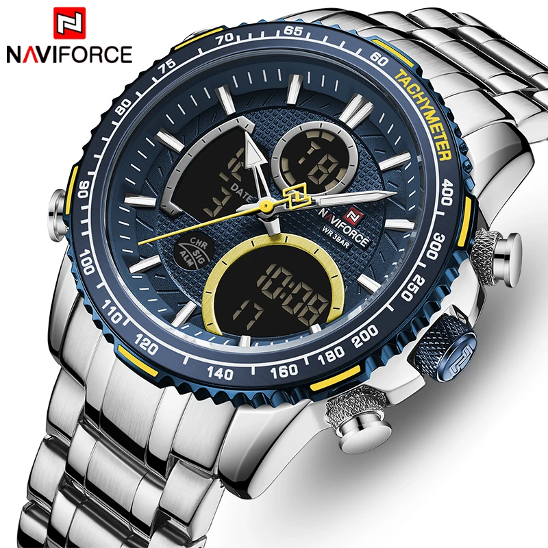 

NAVIFORCE 9182 SBE fashion digital watches quartz waterproof men wristwatches with blue