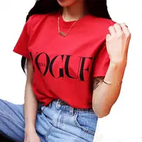 

Europe Style Vogue Letter Printed Loose Sleeve Summer Women t shirts in bulk