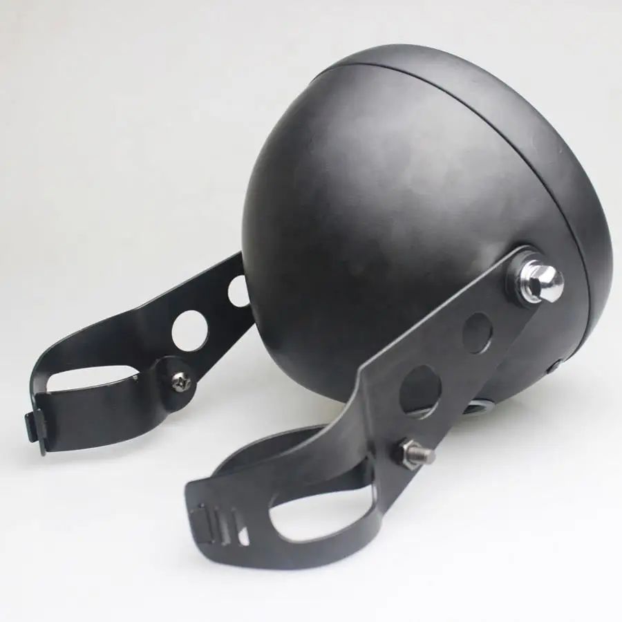 New Black Motorcycle Side Mount Headlight+Mount Fit For Honda Kawasaki Suzuki Yamaha Motorbike Headlamp