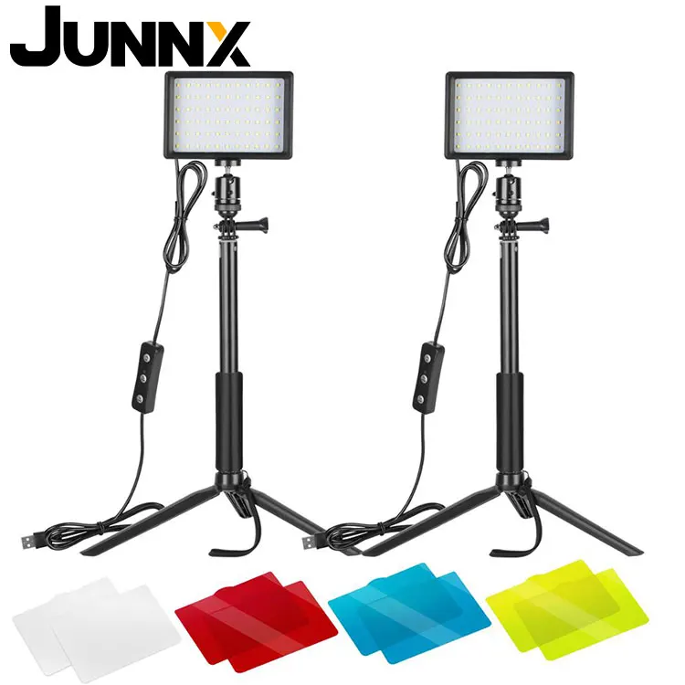

JUNNX 2 Pack USB 66 LED RGB Dimmable MINI Photography Shooting Studio Panel Light Set Video Lighting Equipment