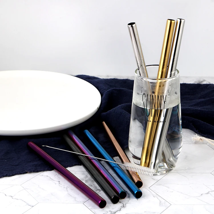 point sharp high quality wide milk tea bubble 12mm 8.5" stainless steel straw