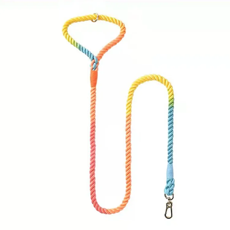 

2021 New Arrive Soft Comfortable Cotton Luxury Dog product Premium Poly Cotton Heavy Duty Rope Pet Dog Leash, Colorful/green/purple/orange/skin pink