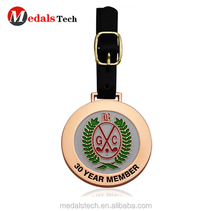 High quality custom logo soft enamel metal club golf bag tag