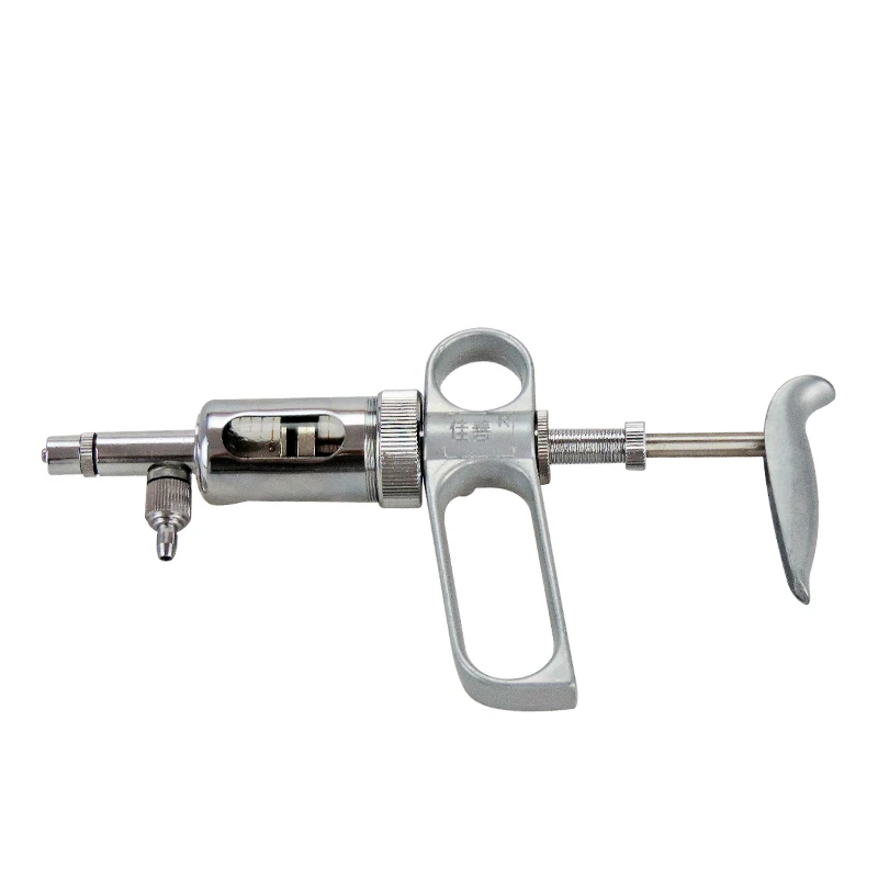 

0.5-10ML Adjustable Animal Husbandry Gun Type Metal Syringe Automatic Continuous Cattle Pig Medicine Injector Syringe