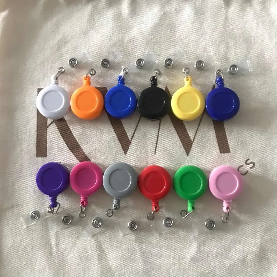 
Custom plastic retractable badge reel metal clip with ID card holder 