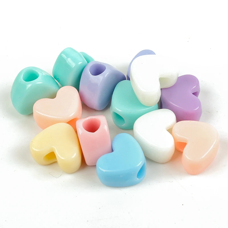 

Kid Random Color Acrylic Charm Beads Heart Shape Loose Beads as Children DIY Bead Toy, Vaious