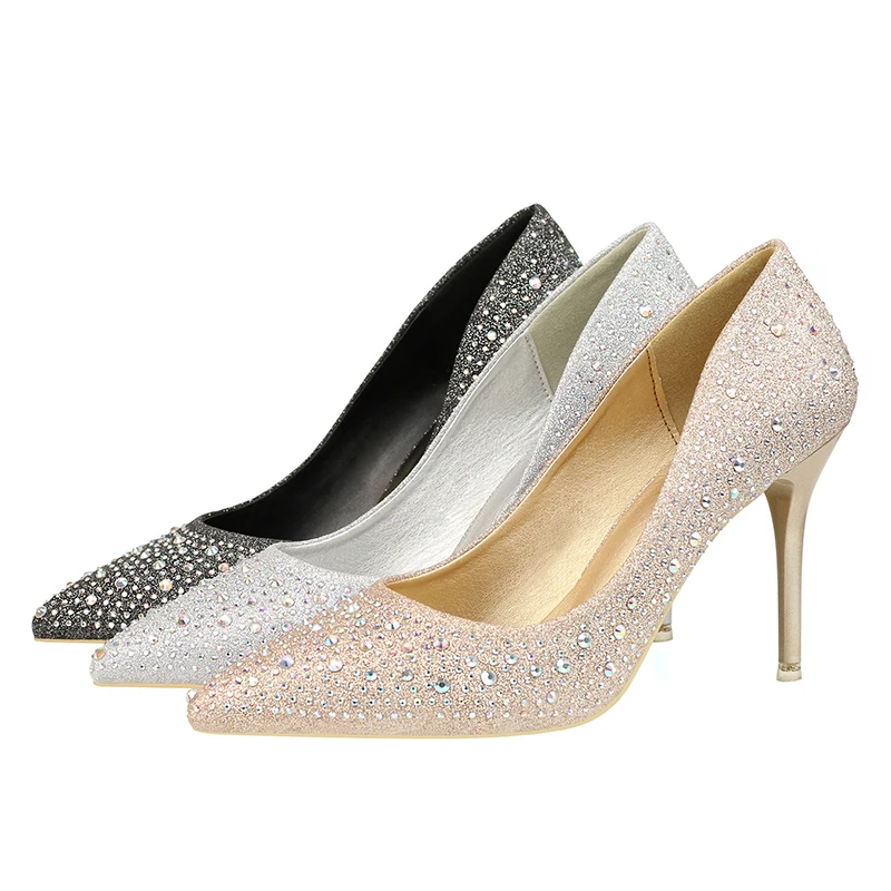 

Bling Bling Party Shoes Luxury Brand Rhinestone High Heels Stiletto Fashion Wholesale High Heeled Shoes Wedding Bridal Shoes