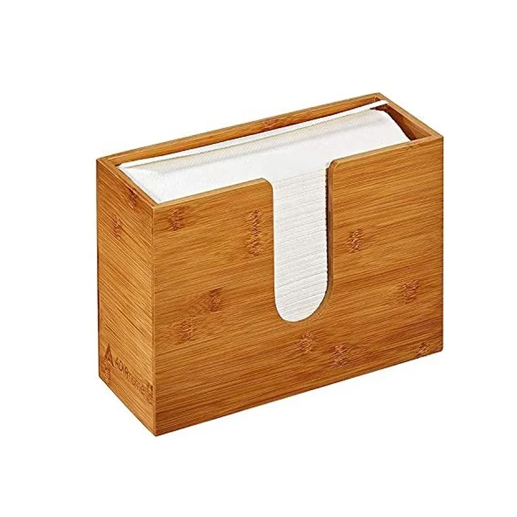 

Household Rectangular Remote Control Creative Wall 100% Natural Bamboo Paper Napkin Tissue Holder Boxes Organizer