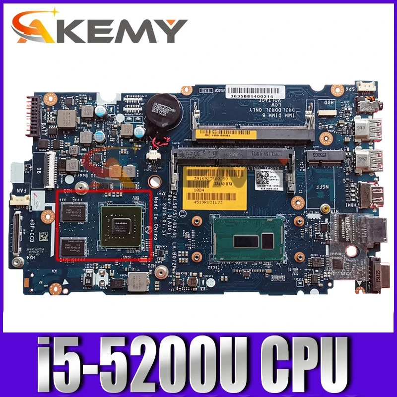 

Original Laptop motherboard For DELL Latitude L3550 i5-5200U Mainboard CN-08GJR6 08GJR6 LA-B072P SR23Y N15S-GM-S-A2 DDR3