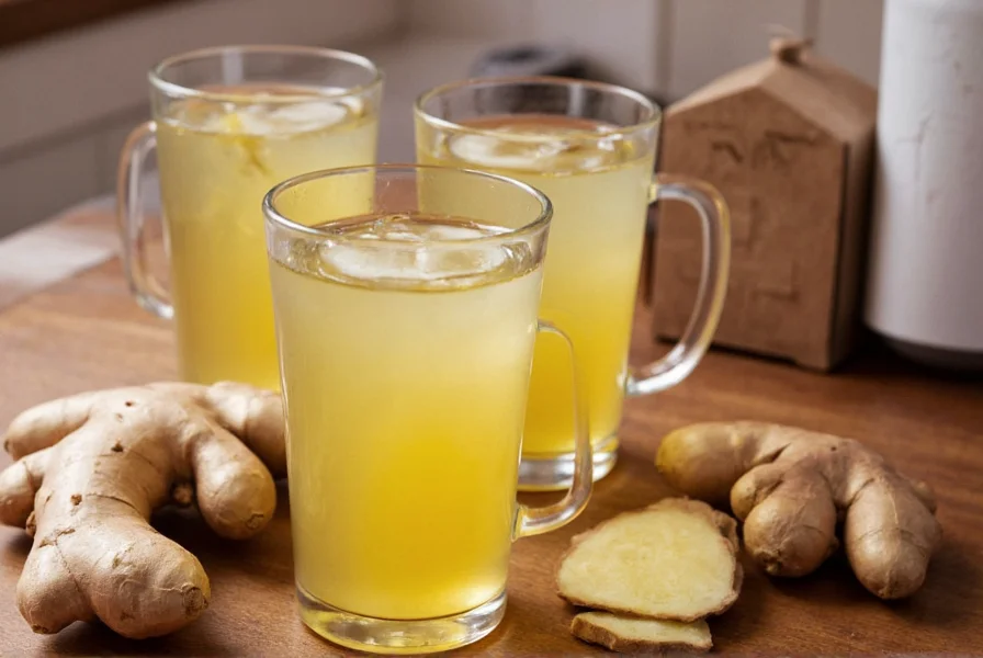 Various ingredients for ginger tea variations including lemon slices, honey, and mint leaves