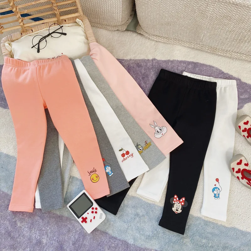 

Hot sale spring and autumn Cartoons girls trousers skinny printed high stretch cotton material kids Girls leggings